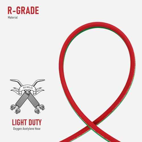 RX WELD 3/16-Inch Oxygen Acetylene Hose with 3/8"-24 A Fittings, Grade R, 25 Feet