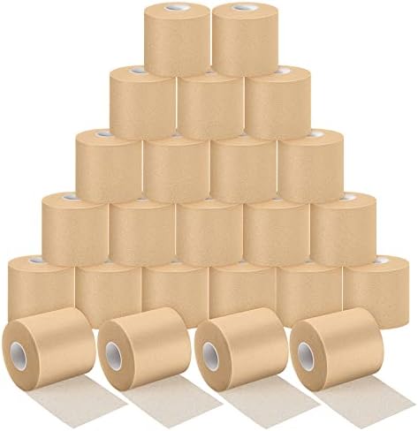 24 Pieces Foam Underwrap Tape Sports Prewrap Athletic Tape Foam Pre Wrap for Ankles Wrists Hands and Knees(Beige)