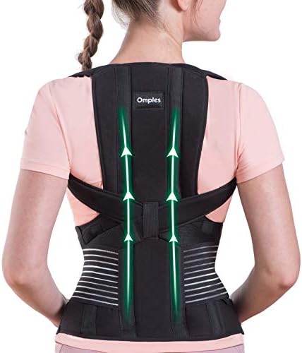 Omples Posture Corrector for Women and Men Thoracic Back Brace Straightener Shoulder Upright Support Trainer for Body Correction and Neck Pain Relief, Medium (waist 34-39 inch)