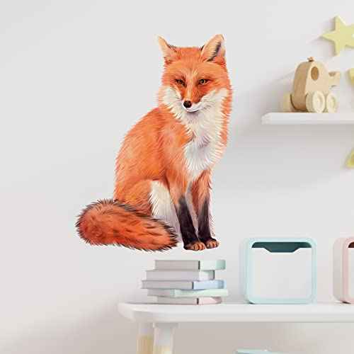 Red Fox Wall Decal Nursery Animal Wall Sticker Removable Peel and Stick Waterproof Wall Art Decor Stickers for Kids Baby Classroom Living Room Playing Room Bedroom