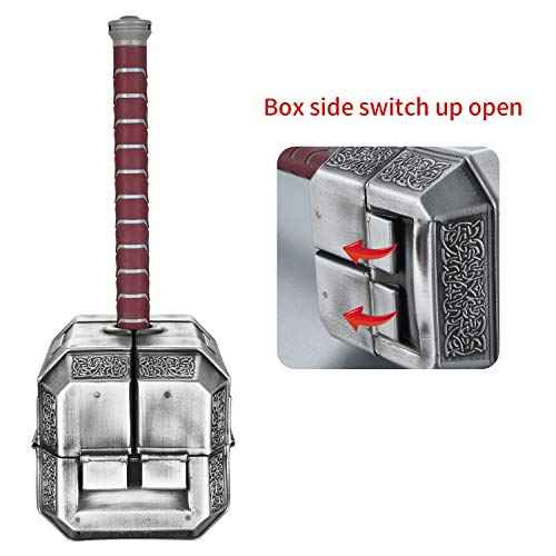 Thor Hammer Tool Box, 28pcs Multifunctional Home Repair Tool Set Excellent Hand Tool Novelty Christmas Gift for Men Prop Hammer (Silver)