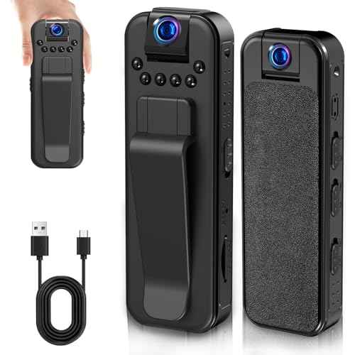 Hidden Body Camera HD 1080P Mini Body Came with Night Vision Wearable Camcorder with 180¡Æ Rotatable Lens and Sturdy Clips Small Video Recorder for Security, Indoor, Outdoor