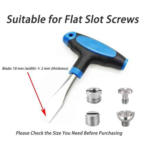 10mm T Handle Flat Head Screwdriver with Ergonomic Plastic Handle Wide Flathead Screwdriver for Slotted Screws, Used on Quick Release Plate, Camera Tripod Monopod and General Maintenance