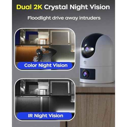 JOOAN Security Camera Outdoor 2K Ultra HD Dual Lens 2.4G/5G WiFi Bluetooth 2 Cams in 1 Auto Tracking 360¡ÆView,2 Ways Audio IP66 Waterproof 3 Night Vsion Modes Cloud/SD Card Storage,Corded Power