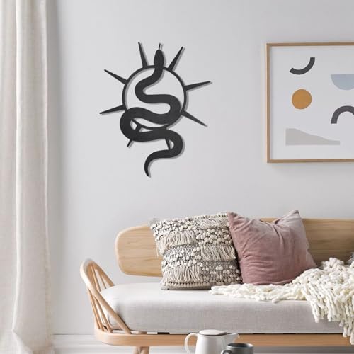 OYEFLY Black Snake and Crescent Moon Mirror Wall Decor,Gothic Snake Decorative Mural (style 2)