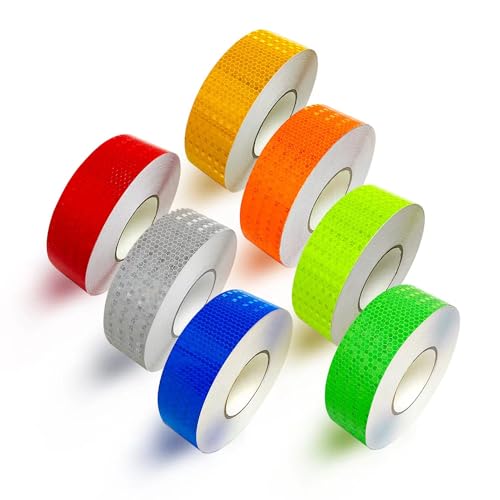 7 Rolls Reflective Tape Reflective Warning Tape Outdoor Waterproof Reflective Tape Nighttime Safety Stickers Trailer Reflective Tape Apparel (1 inch x 70 feet) (Seven Colors)