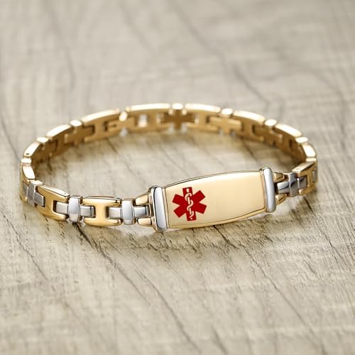 Fashion Lady Stainless steel Medical Alert id Bracelets with Free Engraving