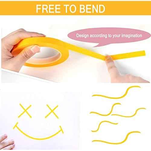 6 Rolls Fine Line Tape, Automotive Yellow Painters Tape 1/16, 1/12, 1/8, 1/4, 1/2 and 3/4 Inch x 52 Yard, Fineline Masking Tape for Car Vehicles Auto Paint Art