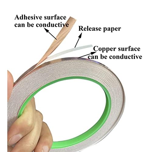 monochef 4pcs Copper Tape with Double-Sided Conductive Copper Foil Tape Self Adhesive EMI Shielding Stained Glass Supplies Soldering Electrical Repairs Paper Circuits Grounding, 1/4inch