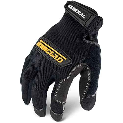 Ironclad General Utility Work Gloves GUG, All-Purpose, Performance Fit, Durable, Machine Washable (1 Pair) Black