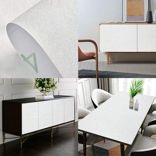 seonta White Silk Wallpaper Peel and Stick Self Adhesive Removable Embossed Vinyl Film Contact Paper for Cabinet Home Decoration Textured Shelf Paper