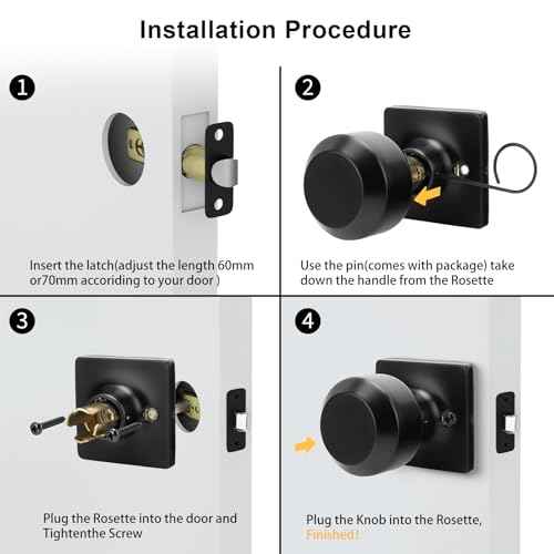 goldenwarm Matte Black Closet Door Knobs, Passage Door Knobs, Black Door Knob Interior No Lock for Closet Hallway 6 Pack
