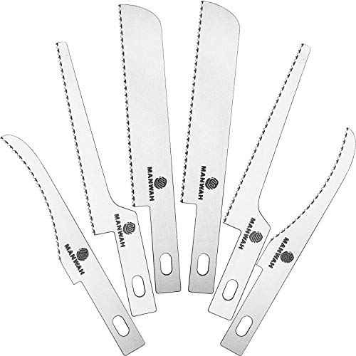 Honoson 6 Pieces Hobby Saw Blades Replacement Mini Craft Blade Micro Knife Saw Blades with Plastic Storage Box for Hand Cutting Tree Limbs and Branches Wood Pruning
