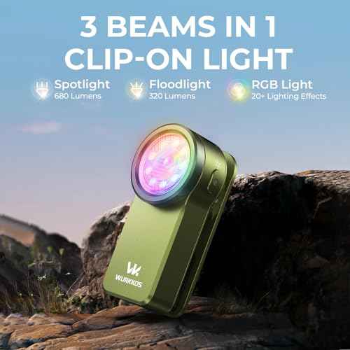 Wurkkos HD03 Rechargeable Flashlights EDC Clip-on Light, Bright 680 Lumens Pocket Flashlight, Combines Spotlight/Floodlight/RGB Light, Magnetic, IPX6 Waterproof for Cycling, Repairing (Olive Green)