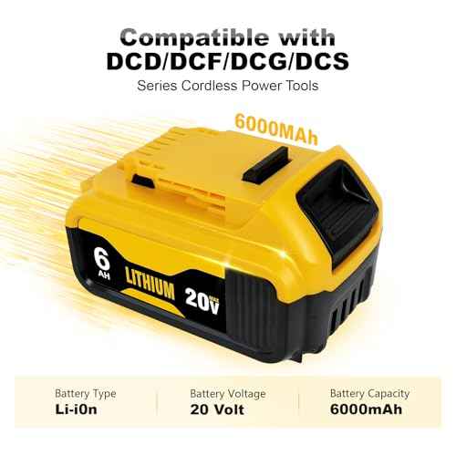 2-Packs DCB206 6.0Ah Replacement Battery for Dewalt 20V Max Battery Compatible with DCB208 DCB207 DCB206 DCB204 DCB203 DCB201 DCB200 Fit for Dewalt DCB200 DCD DCF DCG Series Cordless Power Tools