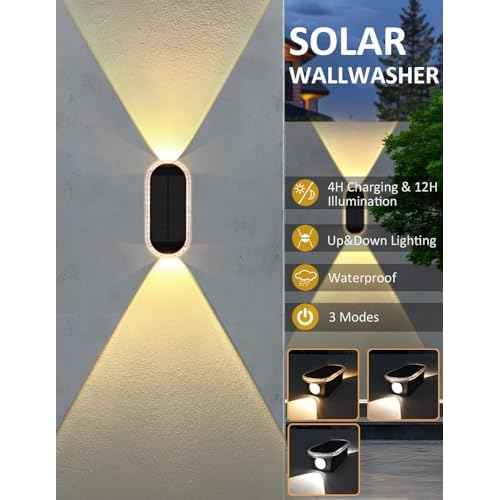 Solar Fence Lights Outdoor, 3000K/4000K/6000K 3 Modes Solar Wall Lights Outdoor Waterproof, Up&Down Dual-Head Outdoor Solar Lights for Yard House Fence Backyard Deck Garden Patio Porch, 10 PK