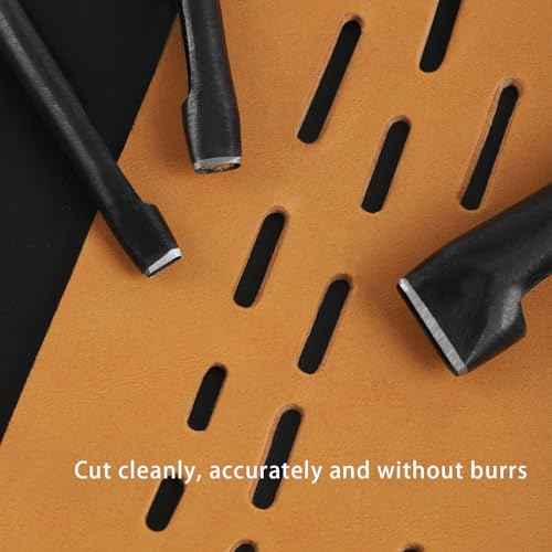 WUTA 5 Pcs Oval Leather Hole Punch,Belt Hole Punch for Leather,Leather Punch Cutter Tool for Belt Watch Band,Leather DIYHole Punch Tool Kit