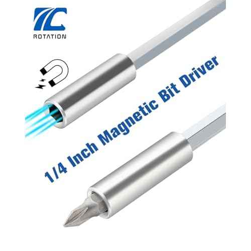 ROTATION 1/4 Inch Magnetic Bit Driver, Nut Driver with Non-slip Handle and Strong Magnet Tip, Screwdriver Handle for Holding Bits and Screws, 197mm/7.7 inch