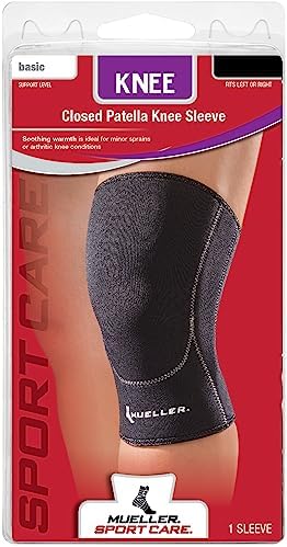 MUELLER Sports Medicine Closed Patella Knee Sleeve, Knee Pain Relief Support for Men and Women, Ideal for Arthritis, Sprains, Black