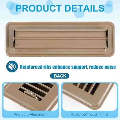 12 Pcs 2 x 12 Brown Heavy Duty Steel Floor Register Bulk, Walkable Design with Damper, Floor Register Vent Grille Covers with Easy Adjust Air Supply Lever