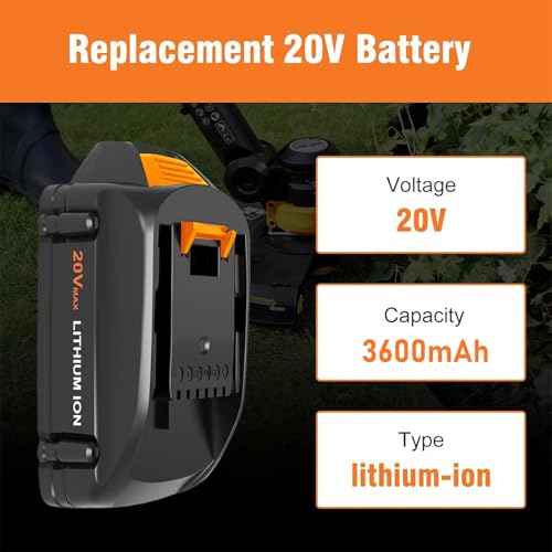 2 Pack Upgraded 3.6Ah WA3525 Battery Replacement for Worx Battery 20V Compatible with Worx 20V Battery WA3520 WA3575 WG151s WG155s WG251s WG255s WG545s WG891 Leaf Blower Tools Batteries(Black)