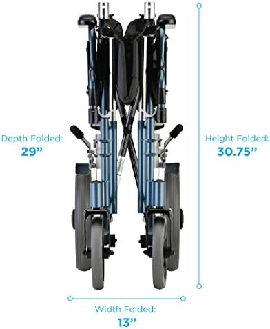 NOVA Medical Products Lightweight Transport Chair with Locking Hand Brakes, Blue