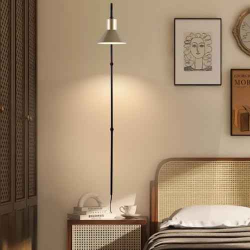 Plug in Wall Sconce with Switch, Indoor Horn Cover Wall Mounted Lamp with E26 Base, Long Wall Light for Bedroom Living Room Study Hallway Bedside£¨1PCS£©