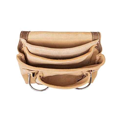LAUTUS Leather Tool Pouch Bag |Carpenter, Construction, Framers, Handyman |2 Hammer Holders, 10 Pockets|