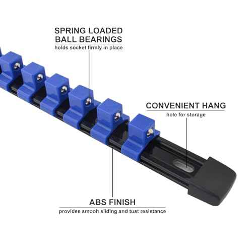 Socket Organizer Set, Metric SAE Socket Holders with Spring Ball Bearings Fits 1/4", 3/8", 1/2" Drive Sockets, Secure Holding Portable Socket Retention Home Workshop Tool Storage Organizer, 9 PCS