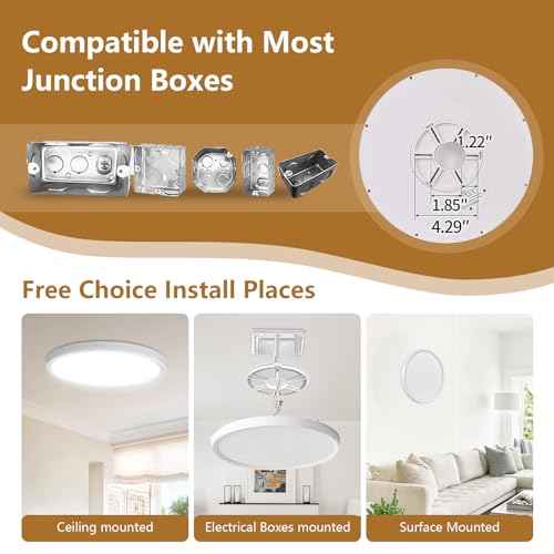 6PK 12 Inch LED Flush Mount Ceiling Light, 24W, 2520LM, 3000K/4000K/6000K CCT Selectable, 0.9inch Super Slim LED Ceiling Light Fixture, Low Profile Round Flat Panel Light for Bedroom,Kitchen,Hallway