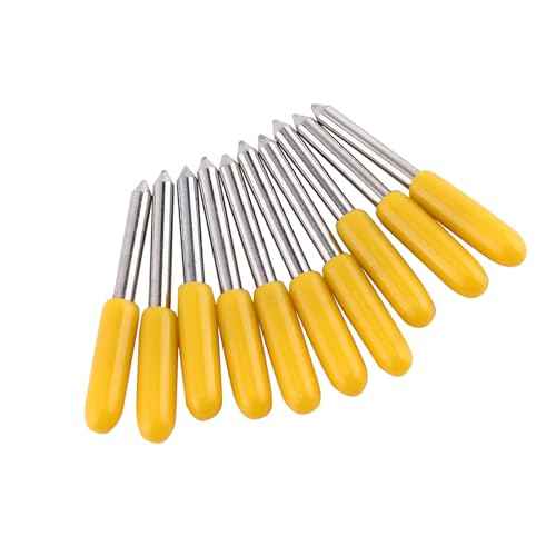 Garosa 10pcs Plotter Knife Roland Cutting Knife Tungsten Steel Lettering Blade Plotter Blade with Cutter Blade for Cutting Plotter Yellow Cap with Band Saw Blades (30¡Æ)