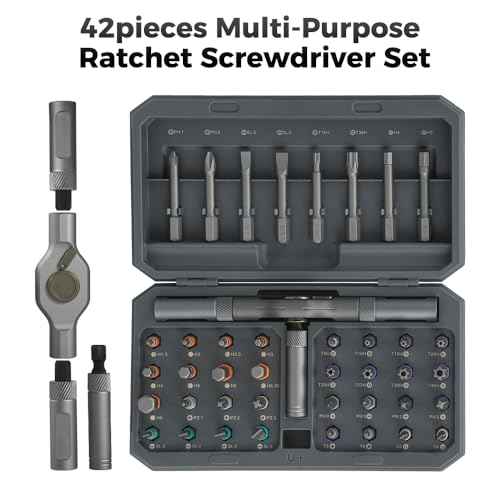 42 in 1 Magnetic Ratchet Screwdriver Set, Precision Screwdriver Mini Removable Self-assembly Magnetic DIY Precision Tool kit for Computer, Laptop, Game Console, Bicycles, Furniture, Ring Doorbell