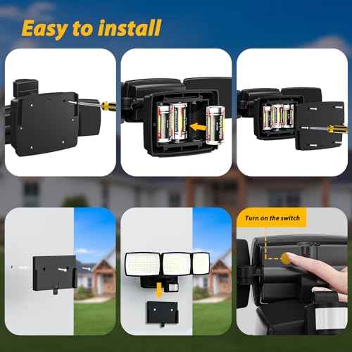 Battery Powered Motion Sensor Outdoor Lights, 1500LM Flood Lights, IP65 Waterproof Security Motion Detector Light Wireless for Outside, Yard 2Pack