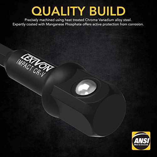 LEXIVON Impact Grade Socket Adapter Set, 6" Extension Bit With Holder | 3-Piece 1/4", 3/8", and 1/2" Drive, Adapt Your Power Drill To High Torque Impact Wrench (LX-102)