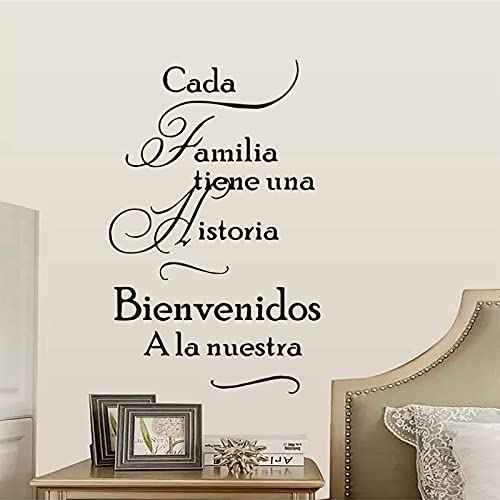 CADA Familia tiene UNA Historia Art Wall Decals, Warm Family Quotes Wall Decal, Vinyl Sayings Words Wall Decor, Removable DIY Wall Mural for Bedroom, Living Room, Home Decoration