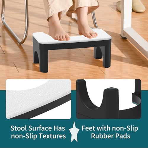 Toilet Stool Squat for Adult, Non-Slip Simple Toilet Stool White, 7 Inch Step Assistance Step, Detachable Faux Leather Texture Potty Stool Suitable for Shower, Study, Living Room（No Leather）