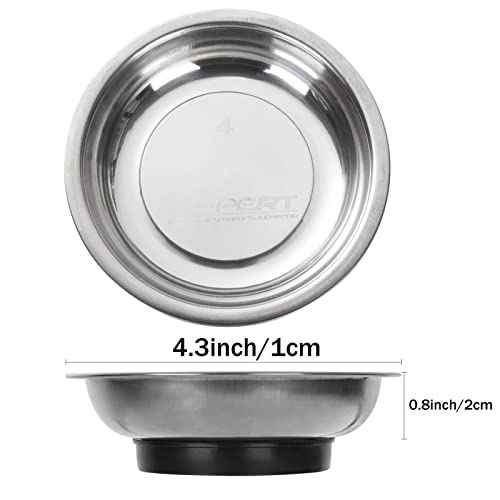 5 Pack 4.3 Inch Magnetic Parts Tray Craftsman Magnetic Tray for Mechanics Magnetic Screw Holder Magnetic Bowl for Screws Bolt Magnetic Tool Tray Stainless Steel Magnet Tray Round Magnetic Dish