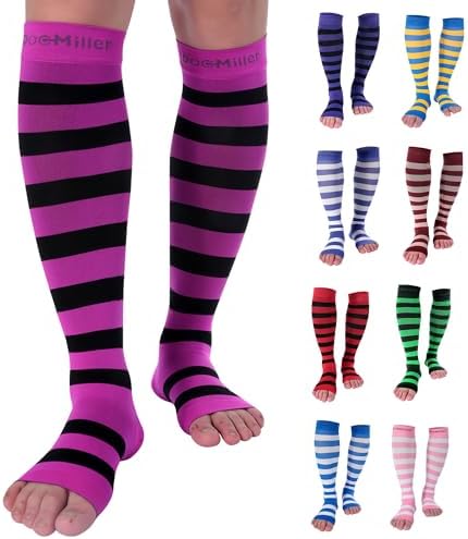 Doc Miller Compression Socks for Pregnant Women – Wide Calf, Open Toe Knee Sleeve 15-20 mmHG,Toeless Pregnancy Stockings for Varicose Veins, Footless Shin Splint Relief, 1 Pair