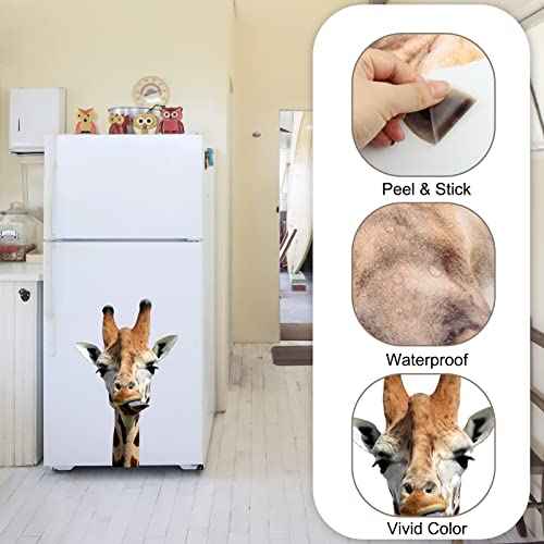 AHNNER Funny Giraffe Wall Decal Peel and Stick Giraffe Wall Clings Funny Sticker Gift for Friends Kids Room Wall Funny Window Decor Fridge Closet Stickers