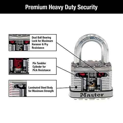 Master Lock M5XT Magnum Heavy Duty Outdoor Padlock with Key, 2 Pack Keyed-Alike