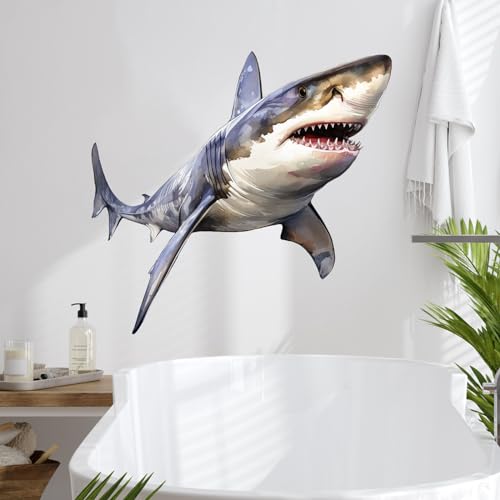 Lifelike Shark Wall Stickers for Nursery Sea Animal Wall Stickers for Kid Boy Baby Room Stickers Peel and Stick Wall Art Home Decor Living Room Bedroom Bathroom