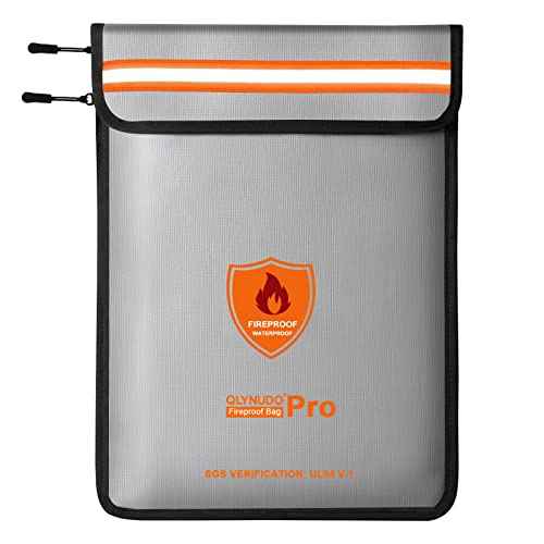 4200¢µ Fireproof Document Bag, Important Waterproof Document Holder with Thermal Insulation Layer, Legal Size Fireproof Envelope with Zipper/Reflective Strip