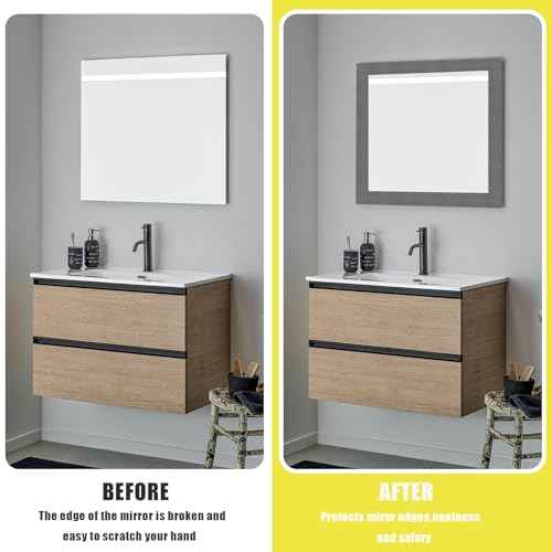Teemall 10M Wood Grain Removable PVC Waterproof Border Wall Decor Self Adhesive Kitchen Bathroom Tiles Sticker Wallpaper Mirror Frame Sticker (Dark Gray)