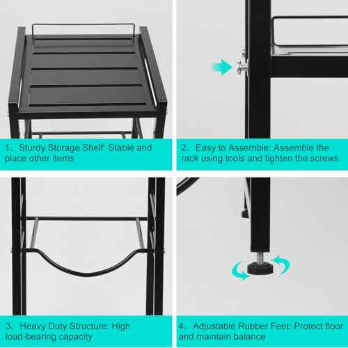 5 Gallon Water Jug Holder with Top Storage Shelve, 3 Tier Detachable Water Bottle Holder Water Cooler Jug Storage Rack, Heavy Duty Water Jug Stand Organizer for Kitchen Home Office, Black