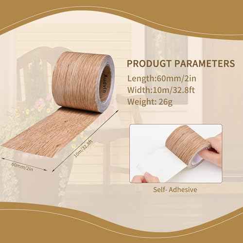 Wood Grain Repair Tape, 2" x 32ft Self Adhesive Tape for Furniture, Flooring, Cabinets, Doors, Windows, DIY Crafts - Durable, Easy to Use for Seamless Repairs