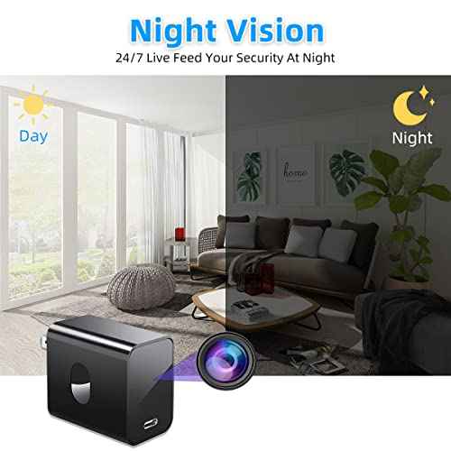 4K Nanny Cam Hidden Camera Supports 2.4G&5GHz WiFi, Hidden Camera Charger, Small Nanny Cam with Human Detection, Night Vision, 160¡ÆWide View-Angle, Type C Nanny Camera for Home