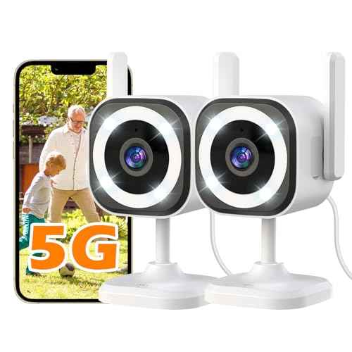 5G Outdoor/Indoor Camera for Home Security,2K Baby Monitor Cameras for Bedroom/Elder/Dog/Pet Security Camera,IP66 Waterproof,Night Vision, Motion Detection, Alarm Siren, Two-way Talk, SD/Cloud -2Pack