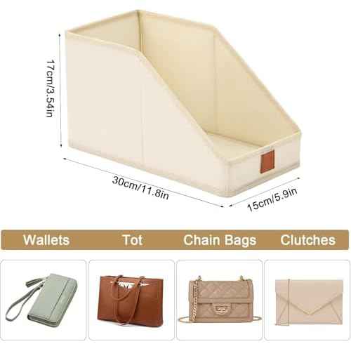 DIMJ Closet Organizers for Purses and Bag Storage, 6 PackSmall Storage Bins Foldable, Storage Baskets for Shelves, Wardrobe, Bedroom, Office, Fabric Cube Storage, 5.9 x 11.8 x 6.7 in