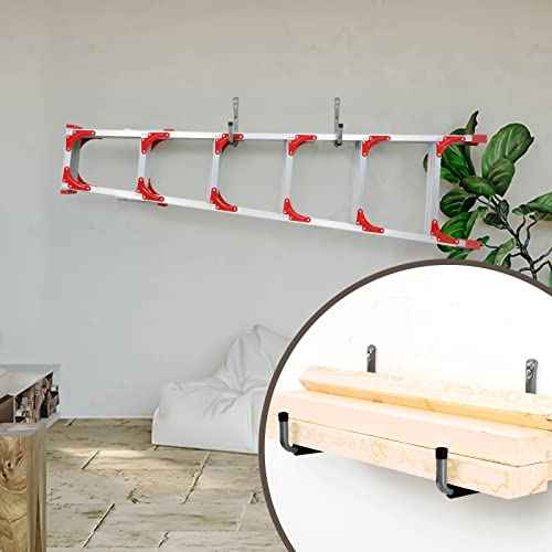 Ihomepark Garage Ladder Hooks Heavy Duty, 9" Wall Mounted Storage Hanger Utility Organizer for Bicycle, Canoe, Folding Chairs, Bike and Tools(6 Pack, Grey)