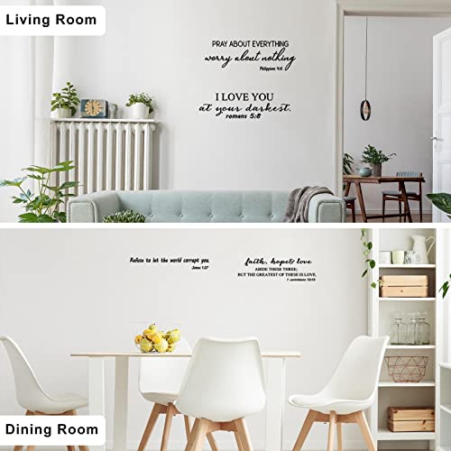 12 Styles Bible Verse Wall Decals Inspirational Decals Peel and Stick Vinyl Christian Stickers Prayer Wall Decor Butterfly Quotes Decor Art Sticker for Bedroom(Black)